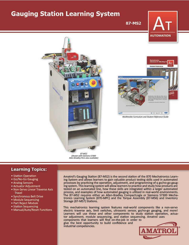 Amatrol Mechatronics Gauging Station 87-MS2