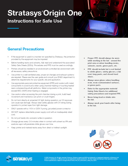 Stratasys Instruction for Safe Use