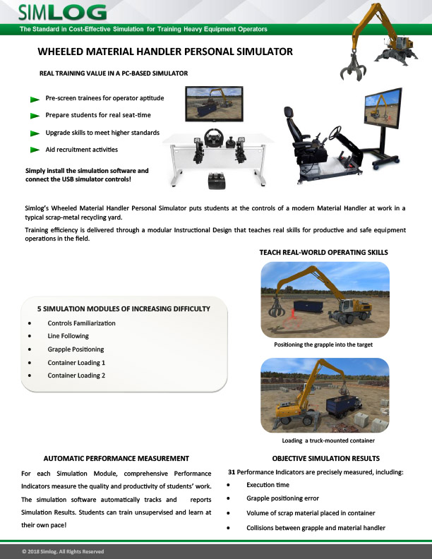 Wheeled Material Handler Personal Simulator