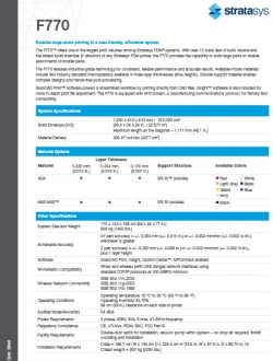 Stratasys F770 Information